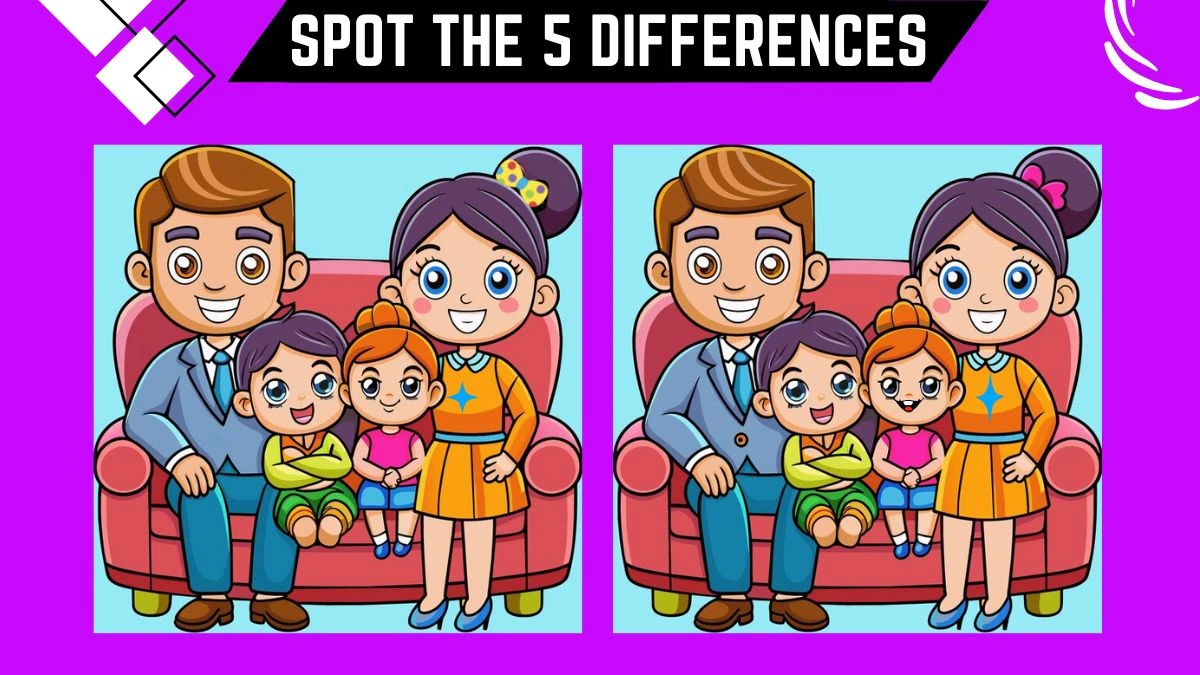 Spot the Difference Game: Only People with 50/50 Vision Can Spot the 5 Differences in this Family Image in 14 Secs