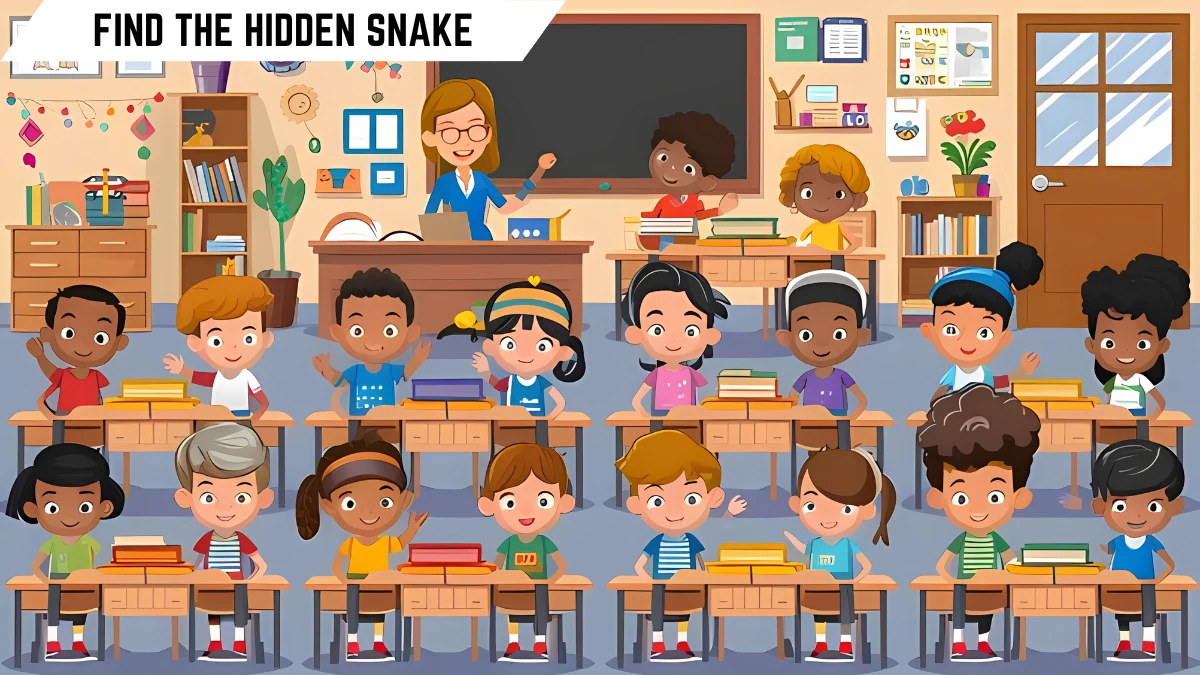 Optical Illusion Vision Test: 99% Fail to Spot the Hidden Snake in this Classroom Image in 9 Secs Optical Illusion Vision Test: 99% Fail to Spot the Hidden Snake in this Classroom Image in 9 Secs