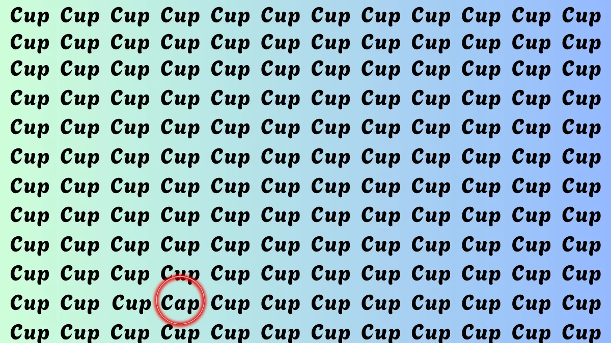 Brain Teaser: क्या आप 6 सेकंड में कप के बीच शब्द कैप को पहचान सकते हैं? Brain Teaser: क्या आप 6 सेकंड में कप के बीच शब्द कैप को पहचान सकते हैं?