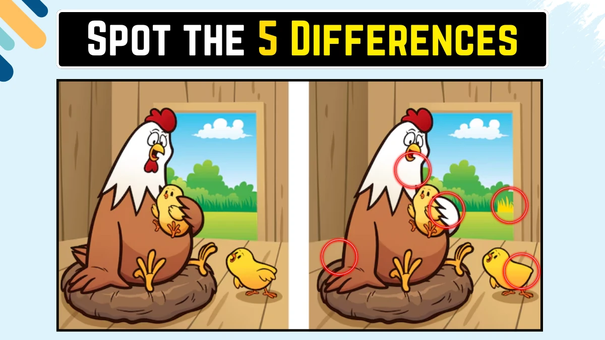Brain Teaser Spot the Difference Game: केवल जीनियस ही 14 सेकंड में 5 अंतर पहचान सकते हैं Brain Teaser image