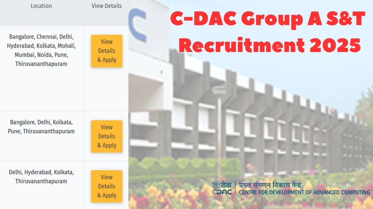 C-DAC Group A S&T Recruitment 2025 Notification Out Apply Online for 63 Posts C-DAC Group A S&T Recruitment 2025 Notification Out Apply Online for 63 Posts