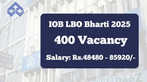IOB Local Bank Officers Bharti 2025: अधिसूचना जारी: पात्रता, वेतन, रिक्तियां और अन्य विवरण देखें IOB Local Bank Officers Bharti 2025: अधिसूचना जारी: पात्रता, वेतन, रिक्तियां और अन्य विवरण देखें