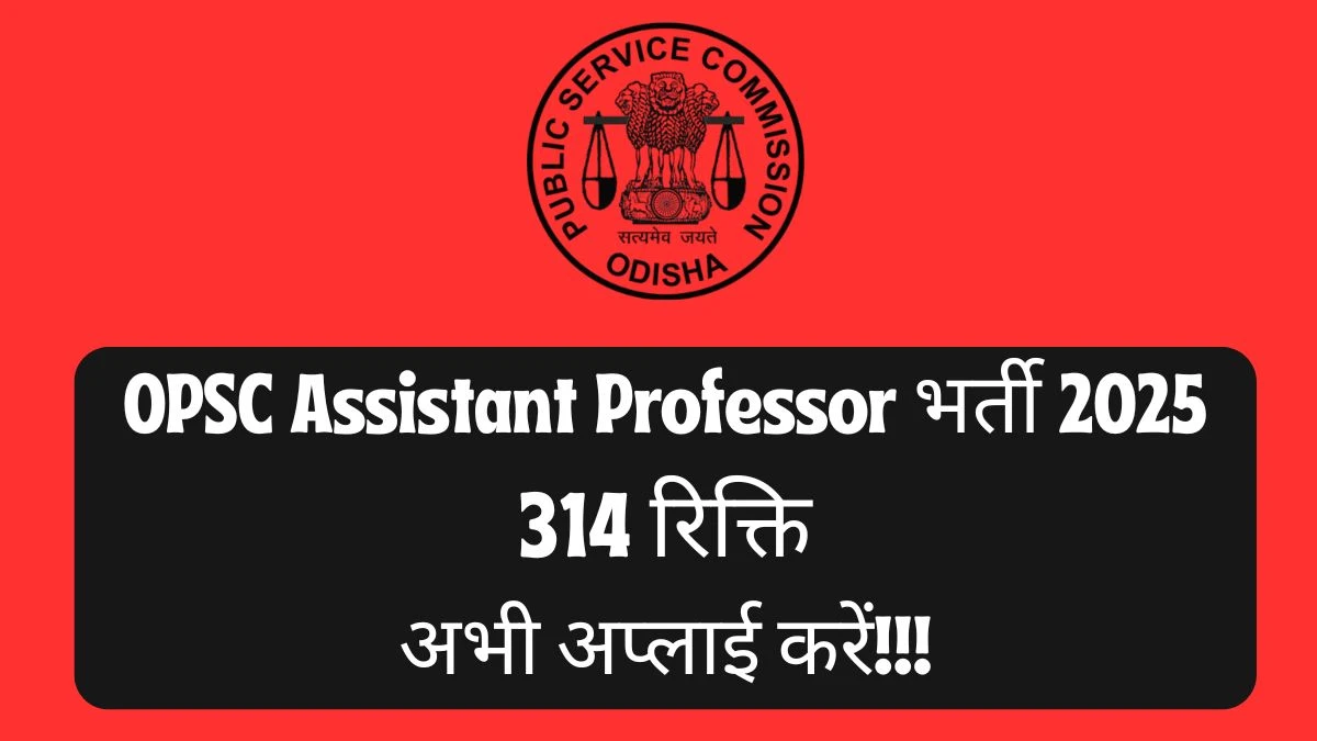 OPSC Assistant Professor Recruitment 2025 Notification Out Apply Online for 314 Posts OPSC Assistant Professor Recruitment 2025 Notification Out Apply Online for 314 Posts