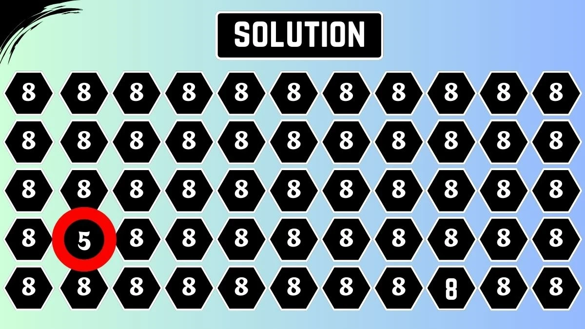 Optical Illusion: यदि आपकी नज़र तेज़ है तो 5 सेकंड में 8 में से 5 नंबर पहचानें Optical Illusion: यदि आपकी नज़र तेज़ है तो 5 सेकंड में 8 में से 5 नंबर पहचानें
