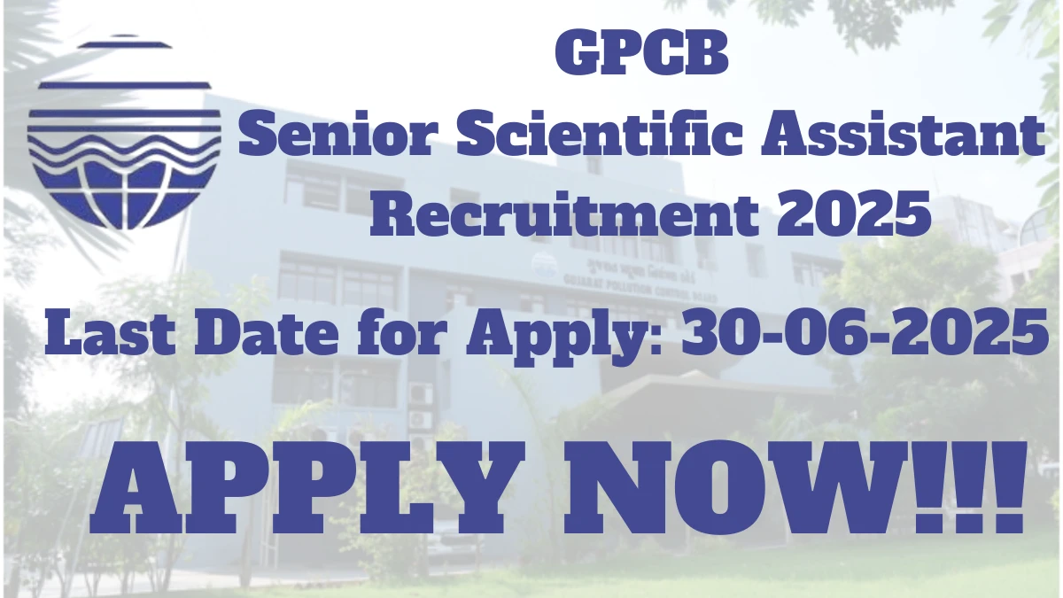 GPCB Senior Scientific Assistant Recruitment 2025 अधिसूचना जारी, 105 पदों के लिए ऑनलाइन आवेदन करें GPCB Senior Scientific Assistant Recruitment 2025 अधिसूचना जारी, 105 पदों के लिए ऑनलाइन आवेदन करें
