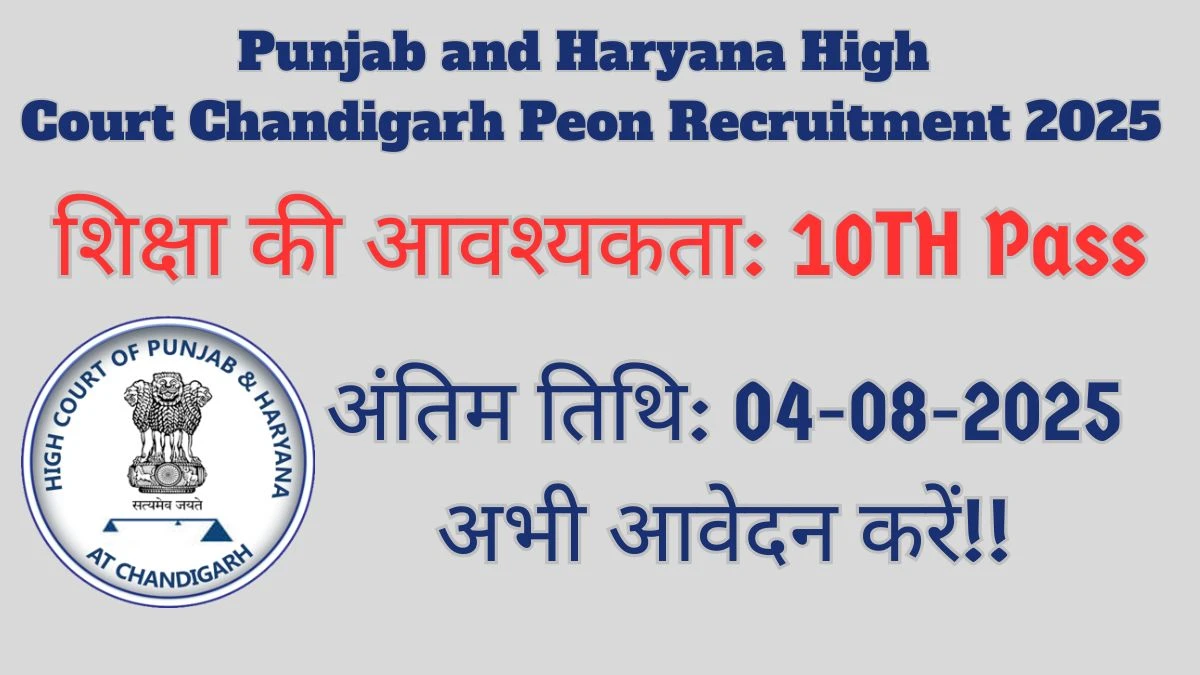 Punjab and Haryana High Court Chandigarh Peon Recruitment 2025 – 75 Posts, Online Form Out at highcourtchd.gov.in Punjab and Haryana High Court Chandigarh Peon Recruitment 2025 – 75 Posts, Online Form Out at highcourtchd.gov.in