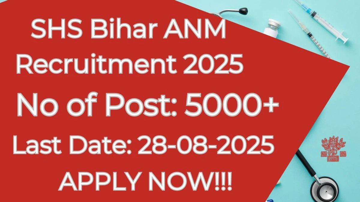 SHS Bihar ANM Recruitment 2025 – 5006 Posts, Online Form Out at shs.bihar.gov.in