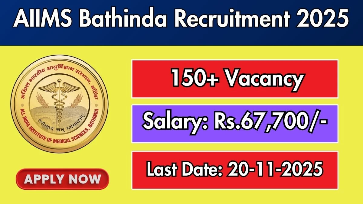 AIIMS Bathinda Senior Resident Recruitment 2025 – 153 Posts, Online Form Out at aiimsbathinda.edu.in