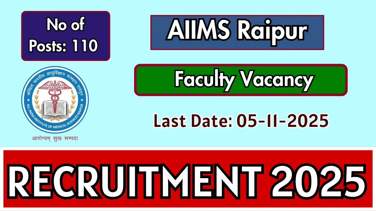 AIIMS Raipur Faculty Recruitment 2025 – 110 Posts, Online Form Out at aiimsraipur.edu.in