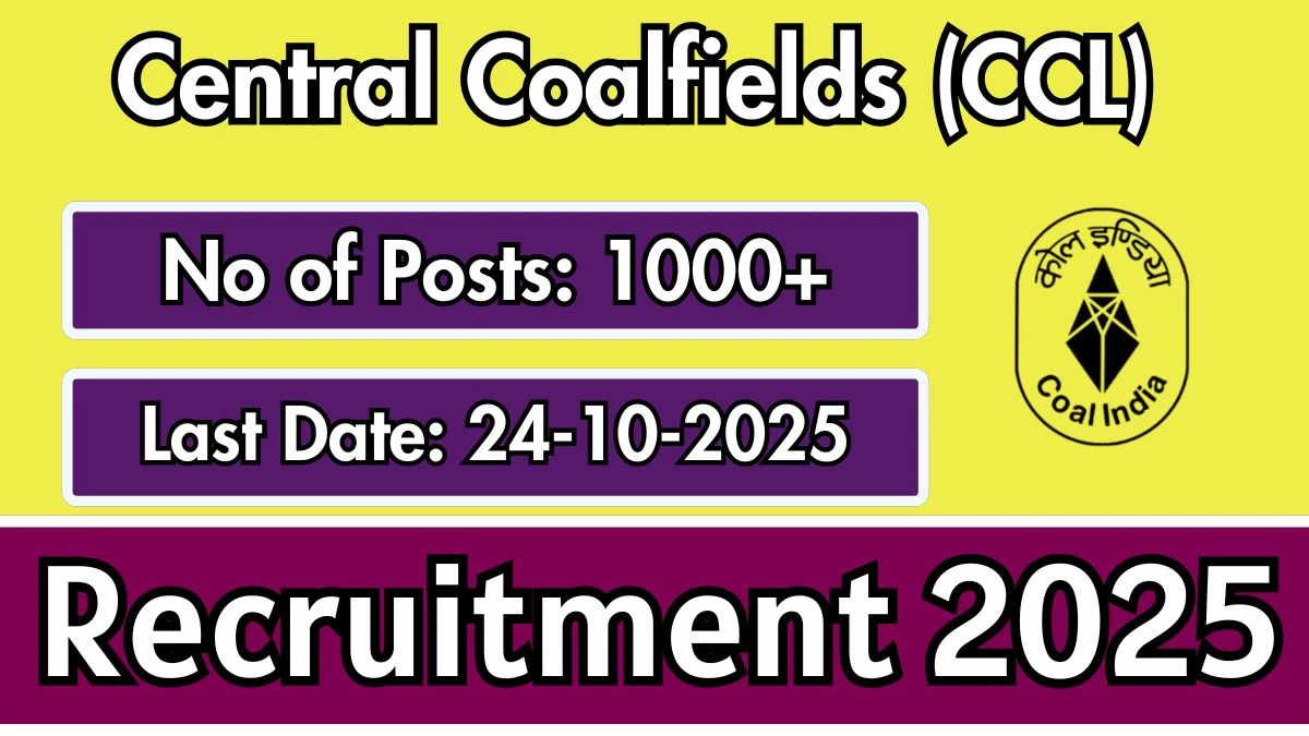 CCL Apprentices Recruitment 2025 – 1180 Posts, Online Form Out at centralcoalfields.in
