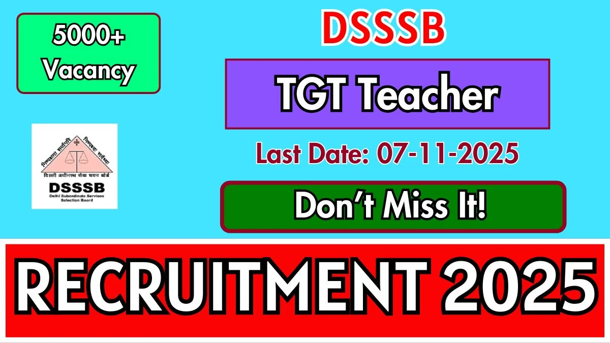 DSSSB TGT Teacher Recruitment 2025 – 5346 Posts, Online Form Out at dsssb.delhi.gov.in