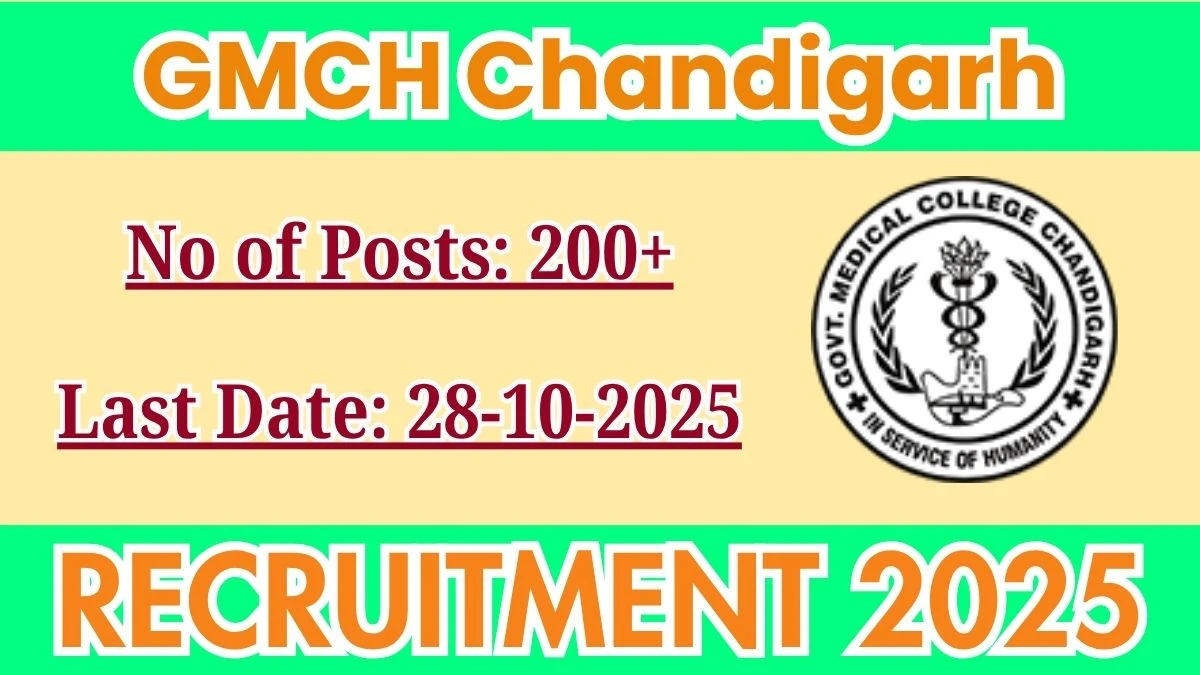 GMCH Chandigarh Recruitment 2025 – 294 Senior Resident, Medical Officer and More Posts, Online Form Out at gmch.gov.in GMCH Chandigarh Recruitment 2025 – 294 Senior Resident, Medical Officer and More Posts, Online Form Out at gmch.gov.in