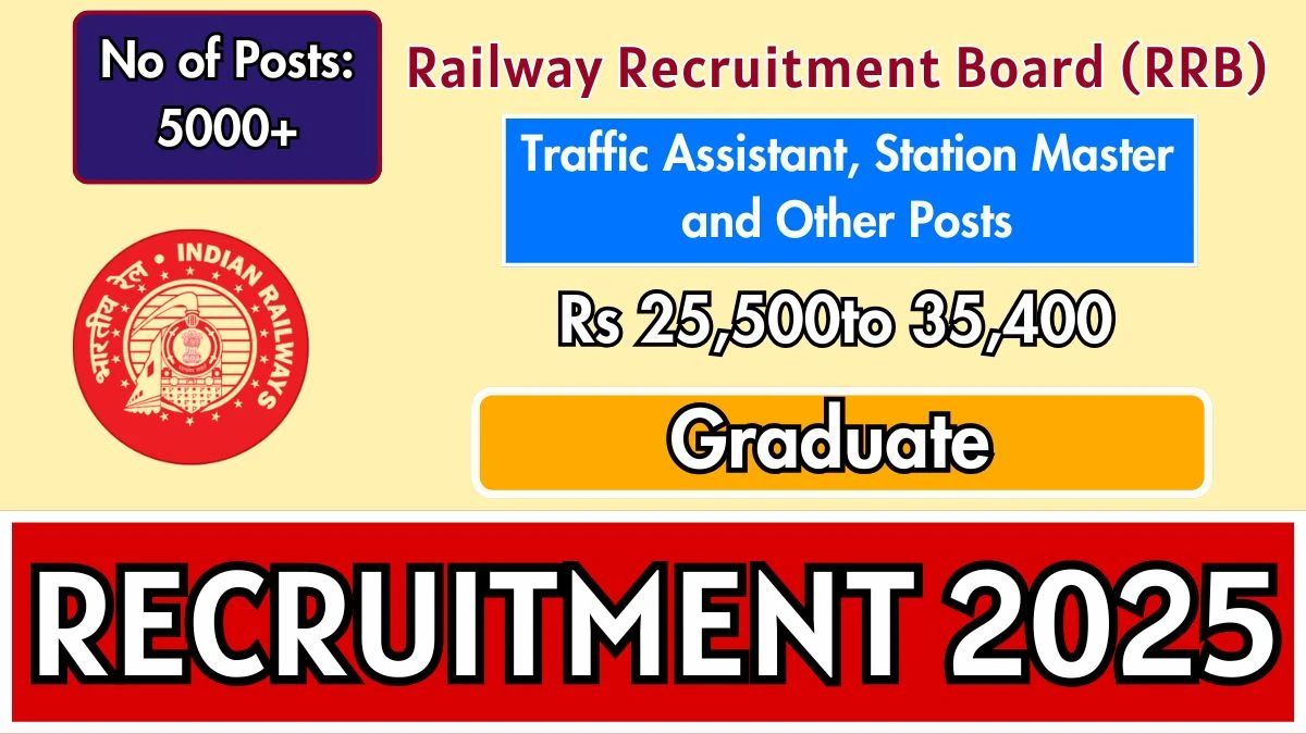 RRB Recruitment 2025 – 5,810 Station Master, Clerk and More Posts, Online Form Out at rrbchennai.gov.in RRB Recruitment 2025 – 5,810 Station Master, Clerk and More Posts, Online Form Out at rrbchennai.gov.in