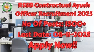 RSSB Contractual Ayush Officer Recruitment 2025 – 1535 Posts, Online Form Out at rssb.rajasthan.gov.in