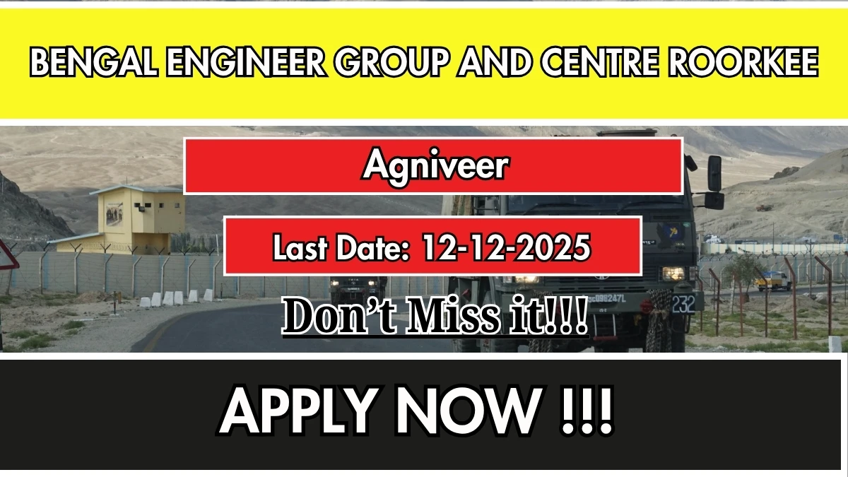 Bengal Engineer Group and Centre Roorkee Agniveer Recruitment 2025 Notification PDF Out - Apply Offline