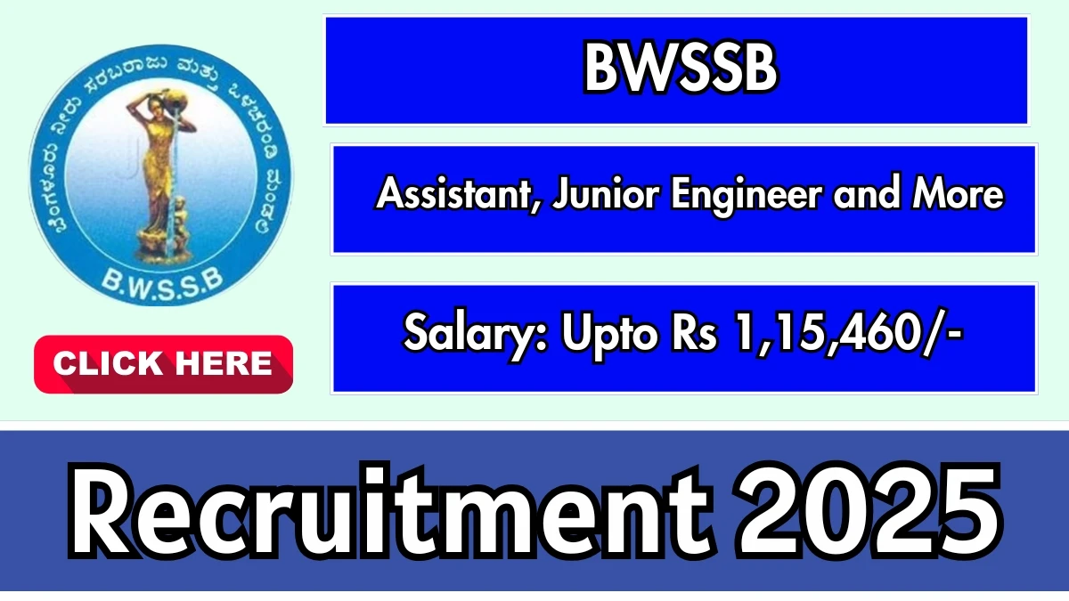 BWSSB Assistant, Junior Engineer and More Recruitment 2025 Notification PDF Out - Apply Online 224 Posts
