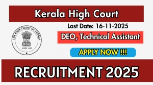Kerala High Court Recruitment 2025 Notification PDF Out - Apply Online DEO, Tech...