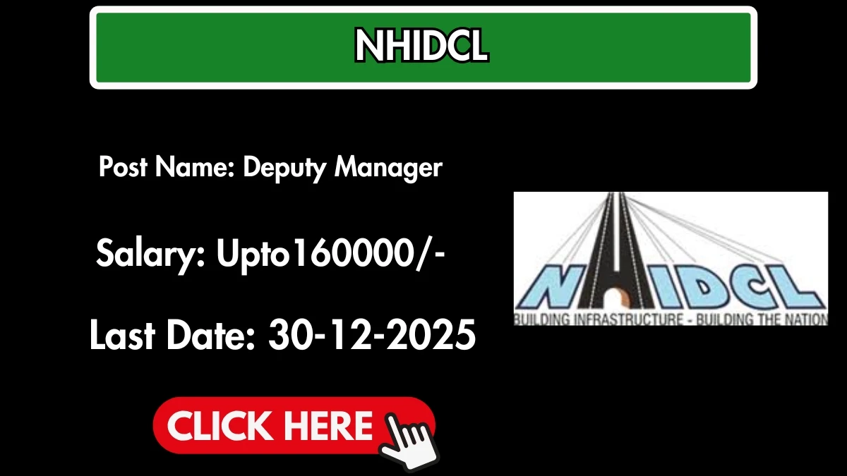 NHIDCL Deputy Manager Recruitment 2025 Notification PDF Out - Apply Online 06 Posts