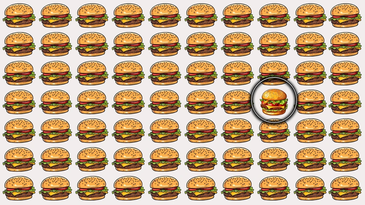 Optical Illusion: Challenge Your Eyes to Find the Odd Burger Fast! Optical Illusion: Challenge Your Eyes to Find the Odd Burger Fast!