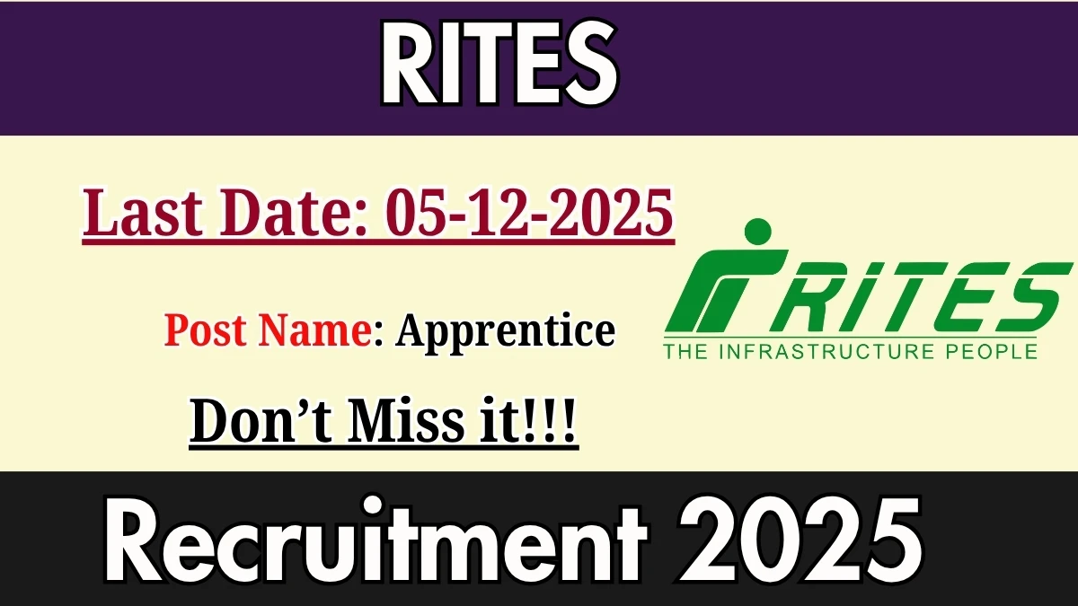 RITES Apprentice Recruitment 2025 Notification PDF Out - Apply Online 252 Posts