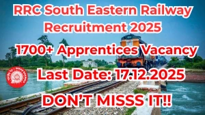 RRC South Eastern Railway Apprentice Recruitment 2025 Notification PDF Out - Apply Online 1785 Posts
