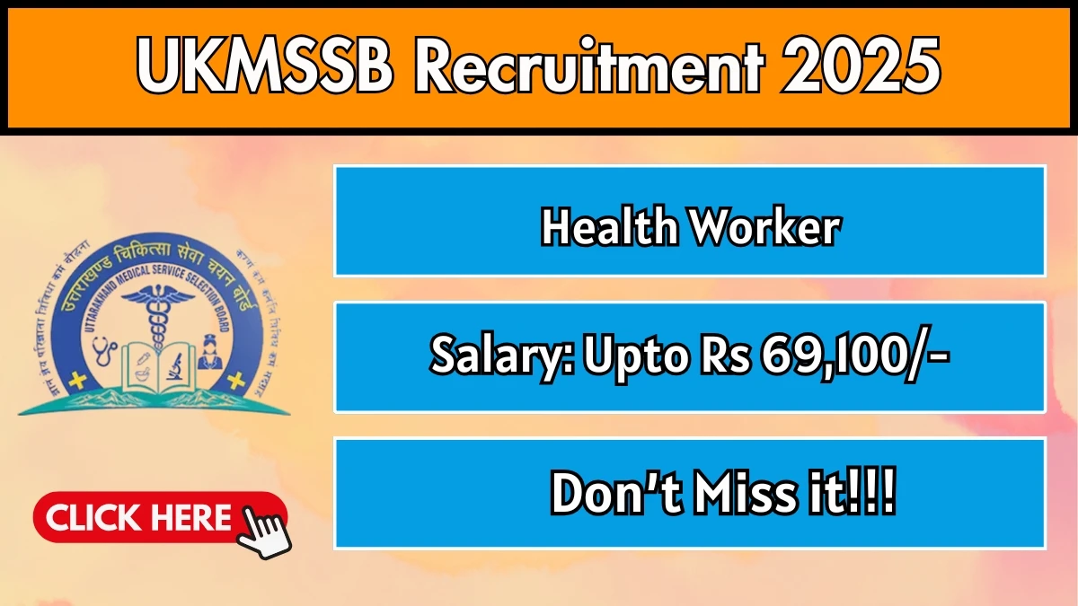 UKMSSB Health Worker Recruitment 2025 Notification PDF Out - Apply Online 180 Posts