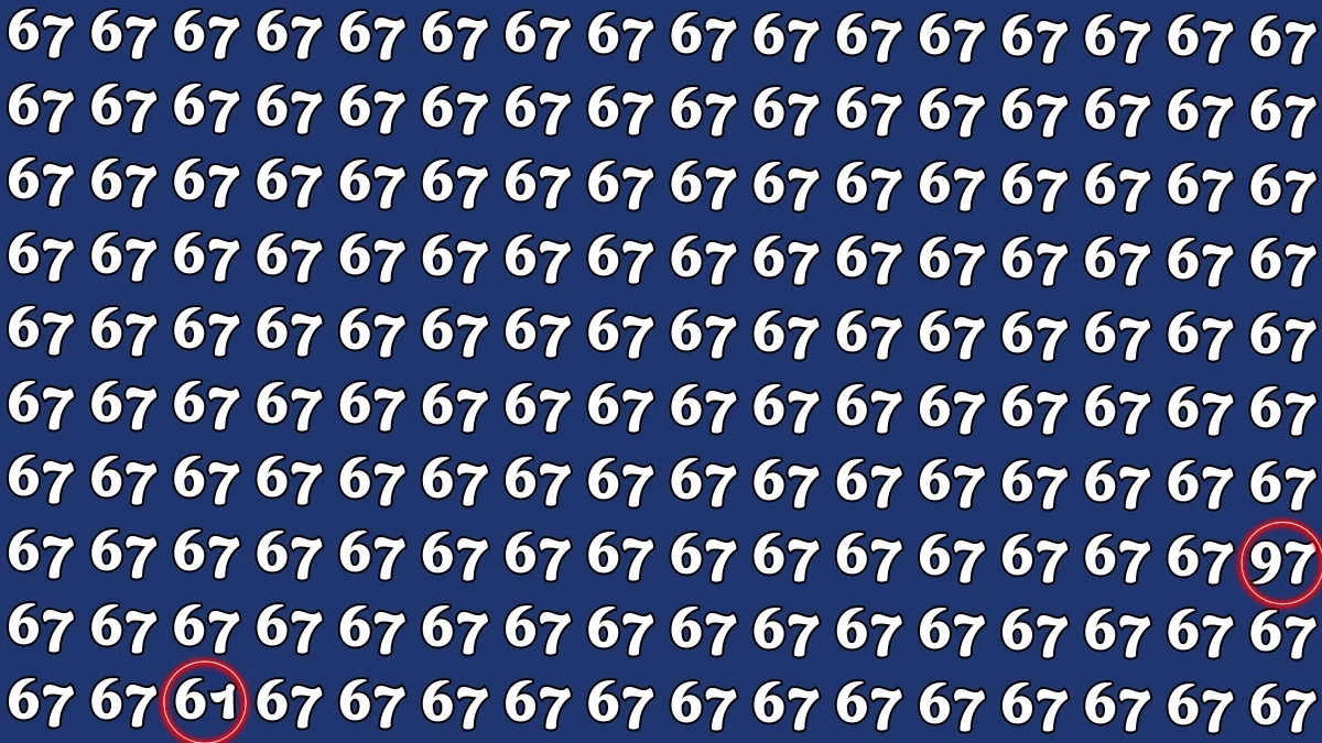Optical Illusion: Within 7 Seconds Spot The Number 61 and 97 among 67