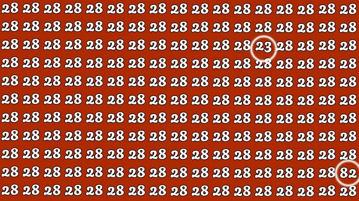 Optical Illusion: Within 7 Seconds Spot The Number 82 and 23 among 28 Optical Illusion: Within 7 Seconds Spot The Number 82 and 23 among 28