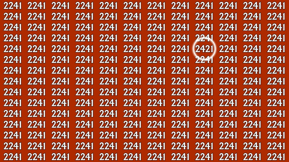 Optical Illusion: Within 9 Seconds Spot The Number 2421 among 2241 Optical Illusion: Within 9 Seconds Spot The Number 2421 among 2241