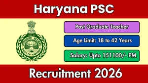Haryana PSC Post Graduate Teacher Recruitment 2026 Out - Apply Online 1672 Posts