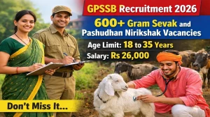 GPSSB Recruitment 2026 Notification Out for 612 Gram Sevak and Pashudhan Niriksh...