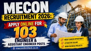 MECON Recruitment 2026: Apply Online for 103 Engineer & Assistant Engineer Posts...