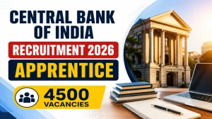 Central Bank of India Apprentice Recruitment 2026 Notification Out for 4500 Post...