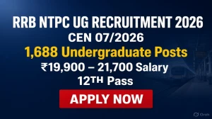 RRB NTPC UG Recruitment 2026 Notification Out - Apply Online for 1,688 Posts